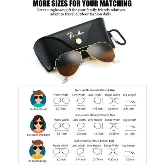 Classic Aviator Sunglasses  Polarized or Non-Polarized 58 62 MM for Men Women